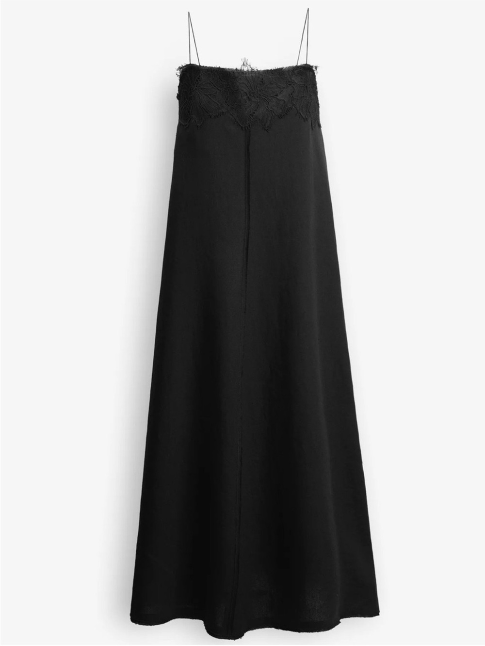 ZARA ZW COLLECTION LINEN BLEND DRESS WITH LACE TRIM